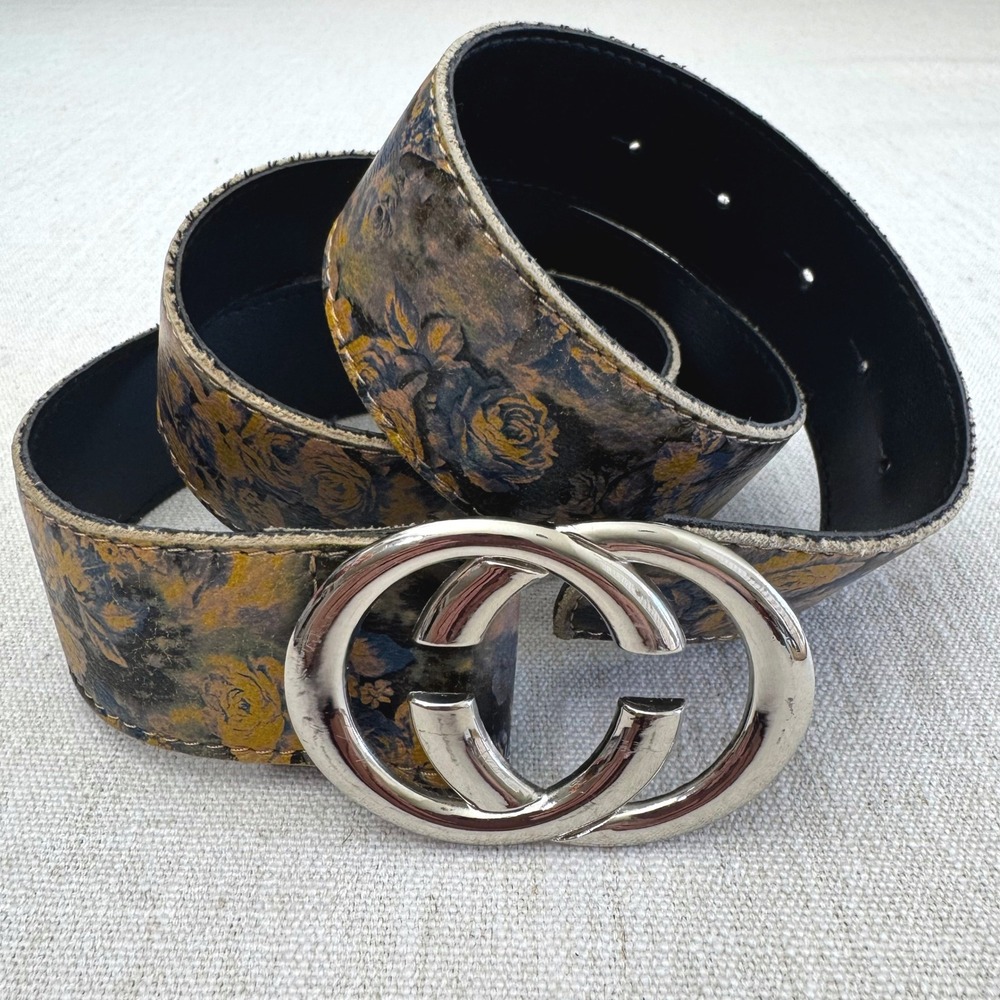 Floral Gaucho handmade genuine leather belt leather from Argentina.